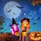 5x7ft Polyester Halloween Backdrop Moonlight Pumpkin Fallen Leaves Photography Background for Birthday Baby Shower Trick or Treat Party Decoration Banner Photo Studio Props